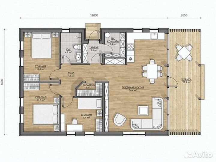 Дом из сип панелей 14,7х8,6 Всё включено