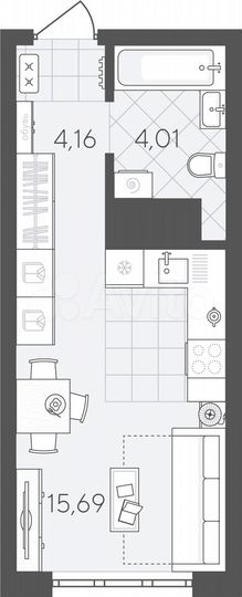 Квартира-студия, 23,9 м², 12/24 эт.