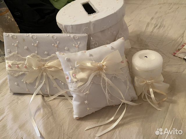 Аксессуары для свадьбы,денежный ящик,свеча,подуш