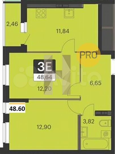 2-к. квартира, 48,6 м², 8/18 эт.
