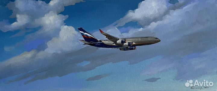 Картина маслом самолет Ил-96