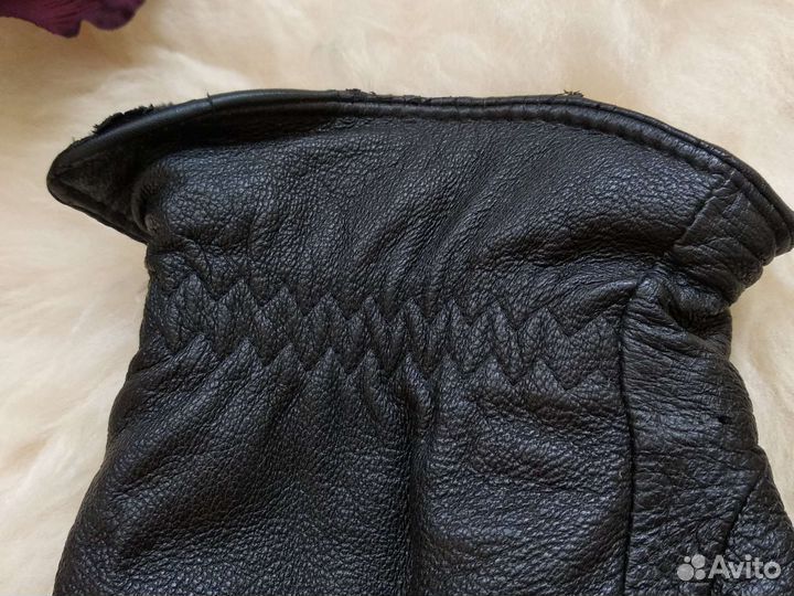 Утепленные перчатки женские кожаные