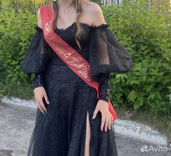 Выпускное платье 44-48 черное