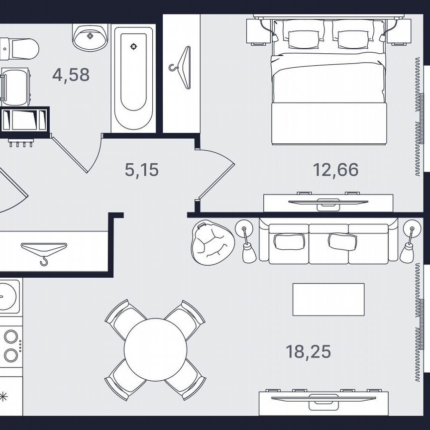 2-к. апартаменты, 40,9 м², 7/24 эт.