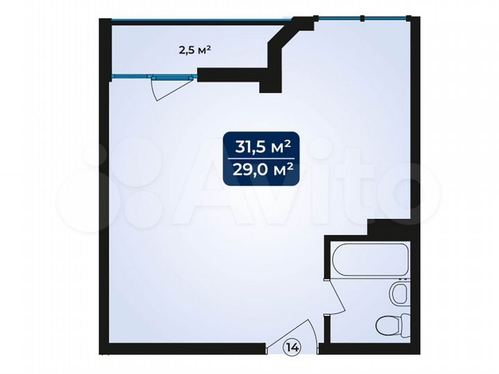 1-к. апартаменты, 31,5 м², 2/11 эт.