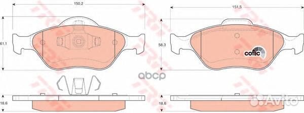 Колодки тормозные дисковые перед GDB1419 TRW