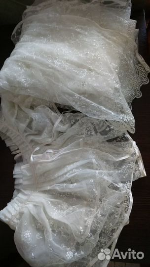 Бортики в кроватку с кружевом, балдахин(полный ком