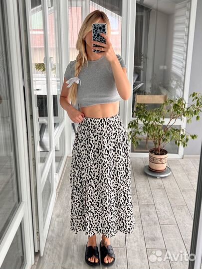Юбка леопардовая миди