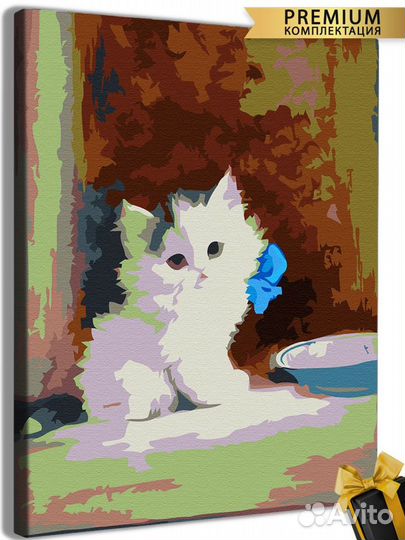 Картина по номерам котенок с бантиком