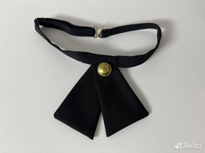 Галстук-бант женский черный с заколкой (пуговкой)