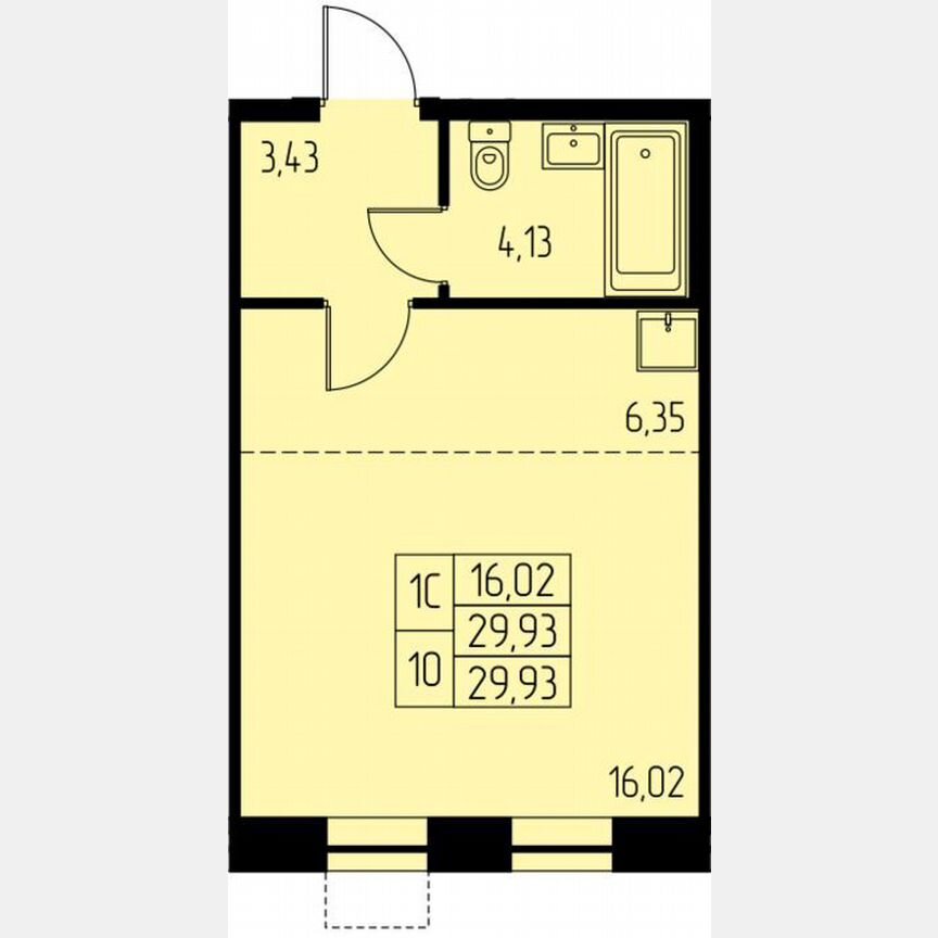 1-к. квартира, 44,6 м², 3/28 эт.