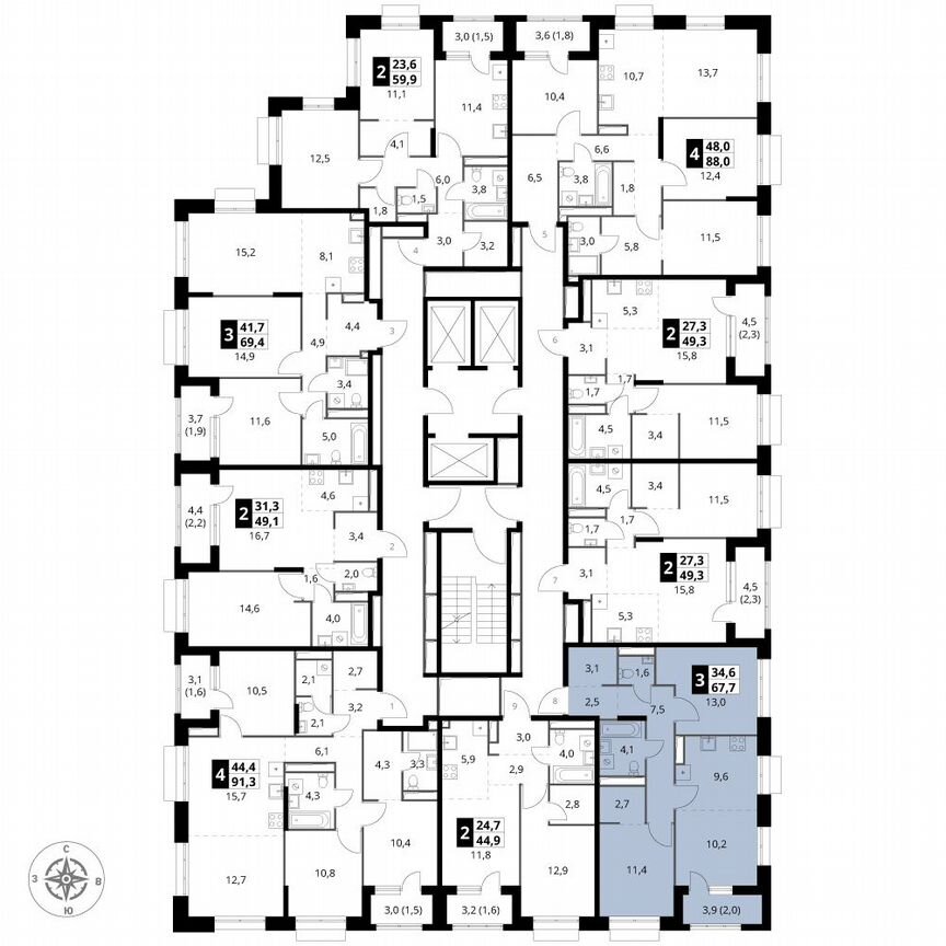 3-к. квартира, 67,7 м², 3/25 эт.