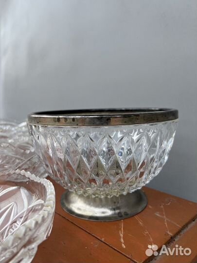 Набор хрусталь вазы,ладья,салатник,конфетница,рог
