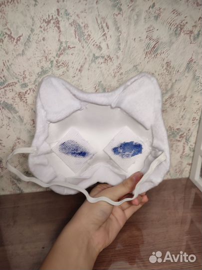 Маска для квадробики белая кошечка)