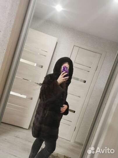 Шуба норковая с капюшоном