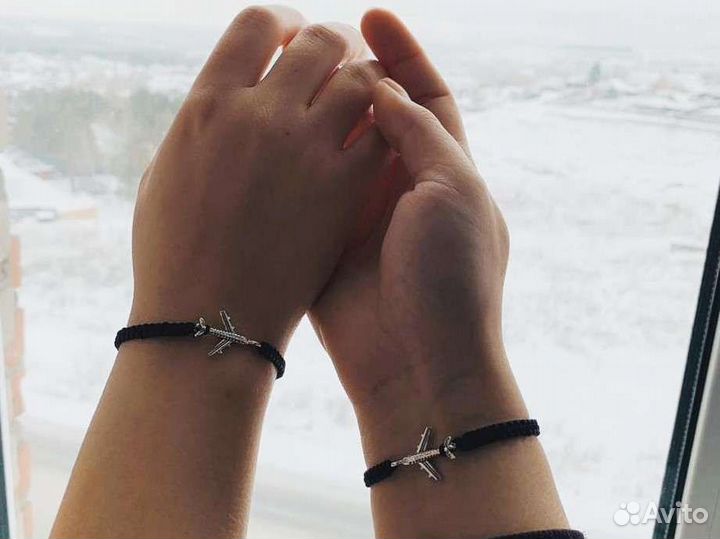 Браслет с самолётом парные браслеты подарок