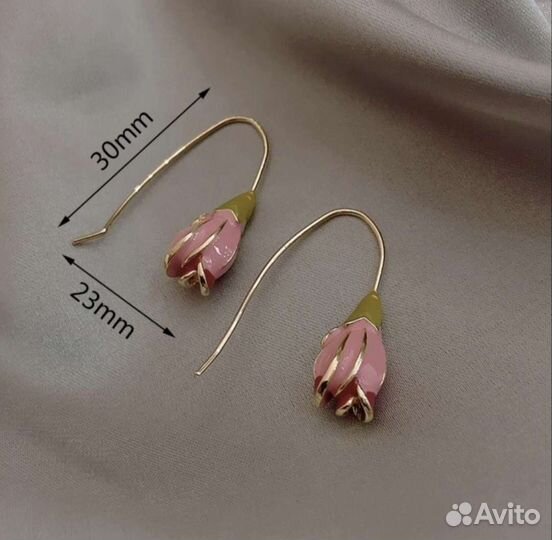 Серьги розовый цветок