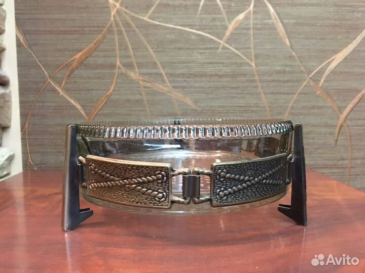 Вазочка-конфетница, стекло, металл СССР