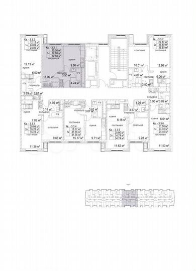 1-к. квартира, 33 м², 3/22 эт.