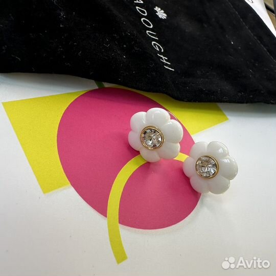 Пусеты Lele Sadoughi серьги цветы белые