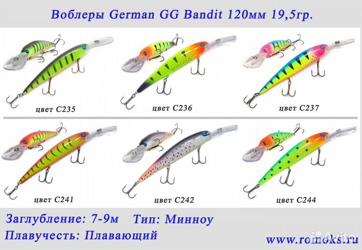 Воблеры German GG Bandit 120F (новые цв. 2022-23г)