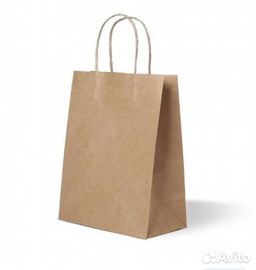 Пакет крафтовый с крученой ручкой 25*22*12