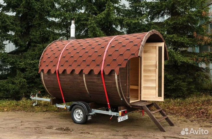 Мобильная баня бочка в рассрочку