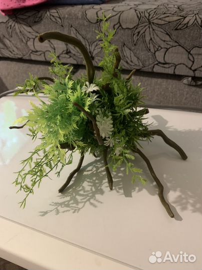 Коряга с растением искусственная для аквариума