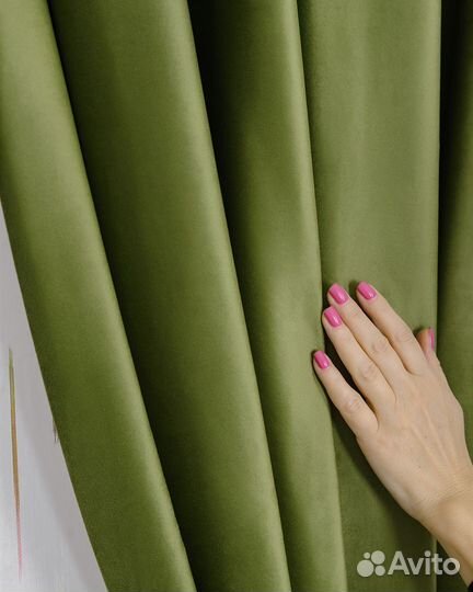 Комплект штор бархат Беллиссимо Оливковый