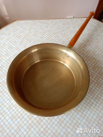 Латунный таз для варки варенья с ручкой