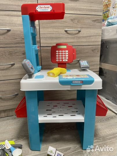 Детская касса с игрушечными товарами(продукты)