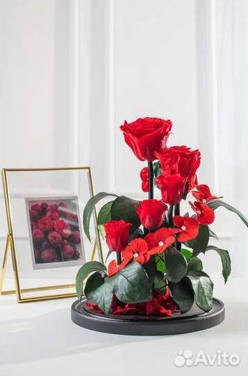 Вечная живая роза в колбе