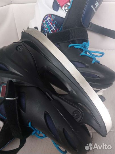 Коньки хоккейные детские раздвижные, р 34-37