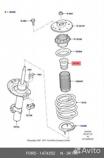 Отбойник переднего амортизатора ford 1 474 352
