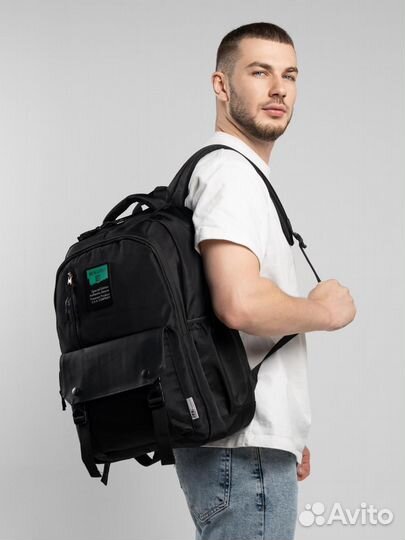 Сумка дорожная. Рюкзак мужской черный подростка