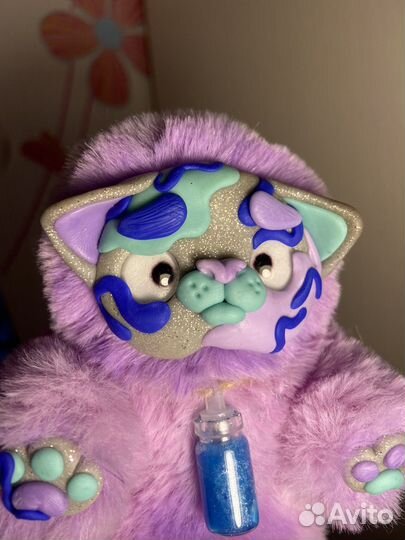 Котик–черничка (игрушка в смешанной технике)