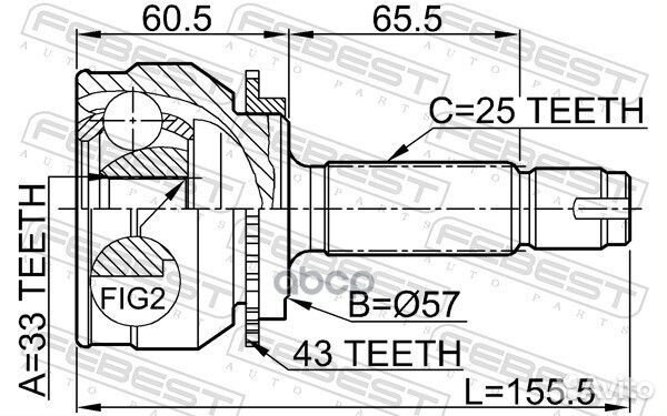 Шрус наружный 33X57X25 0410-044A43 Febest