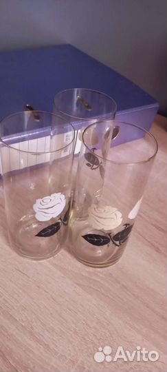 Стаканы под воду с розой винтаж СССР