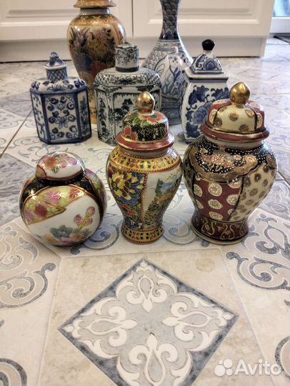 Чайницы китайские, ваза, винтаж, сацума