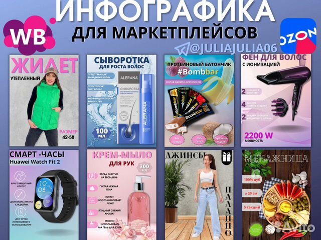 Инфографика для маркетплейсов Wb, Ozon, Авито