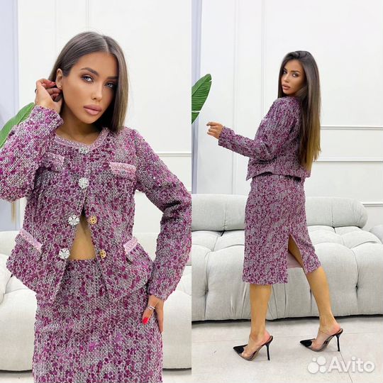 Нарядный костюм твид 44 р