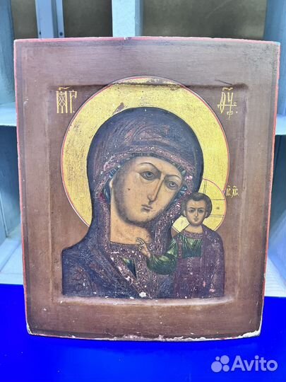 Икона старинная Казанской Божией Матери