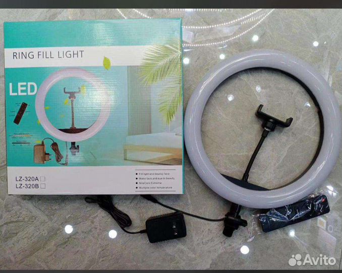 Кольцевая лампа 32см и штатив 210см+пульт