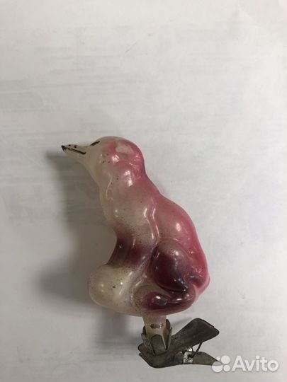 Елочная Игрушка. Прищепка. Лиса.Сказка Стекло СССР