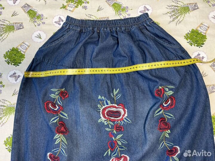 Джинсовая юбка в стиле Артка, 42-46, бохо