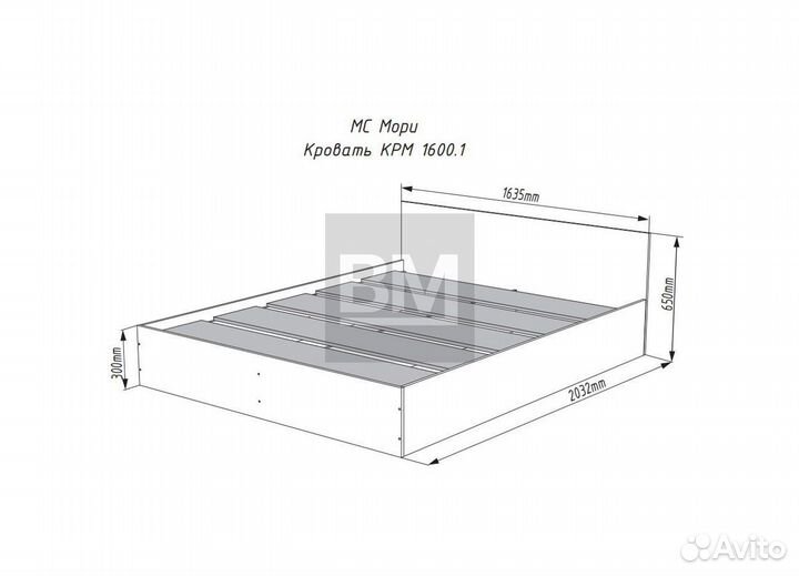 Кровать двуспальная графит 160 х 200