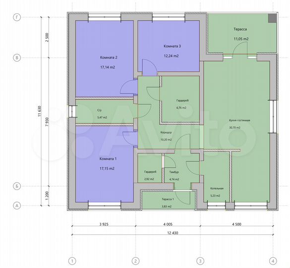 Коттедж 127 м² на участке 10,8 сот.