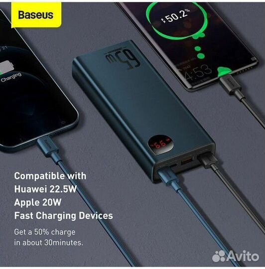 Павербанк для ноутбука Baseus, 20000mAh, 65W