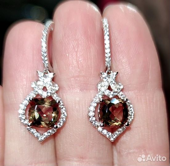 Серьги серебро 925 пробы с султанитом