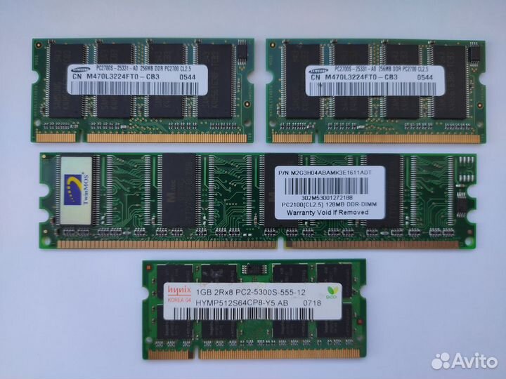 Оперативная память для ноутбука DDR 256Mb/DDR2 1Gb
